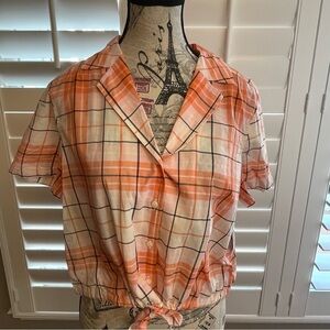 Abound Orange and White Plaid Button-Down Shirt